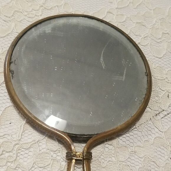 Vintage Art Nouveau hand mirror with antique baby photo - Picture 7 of 14